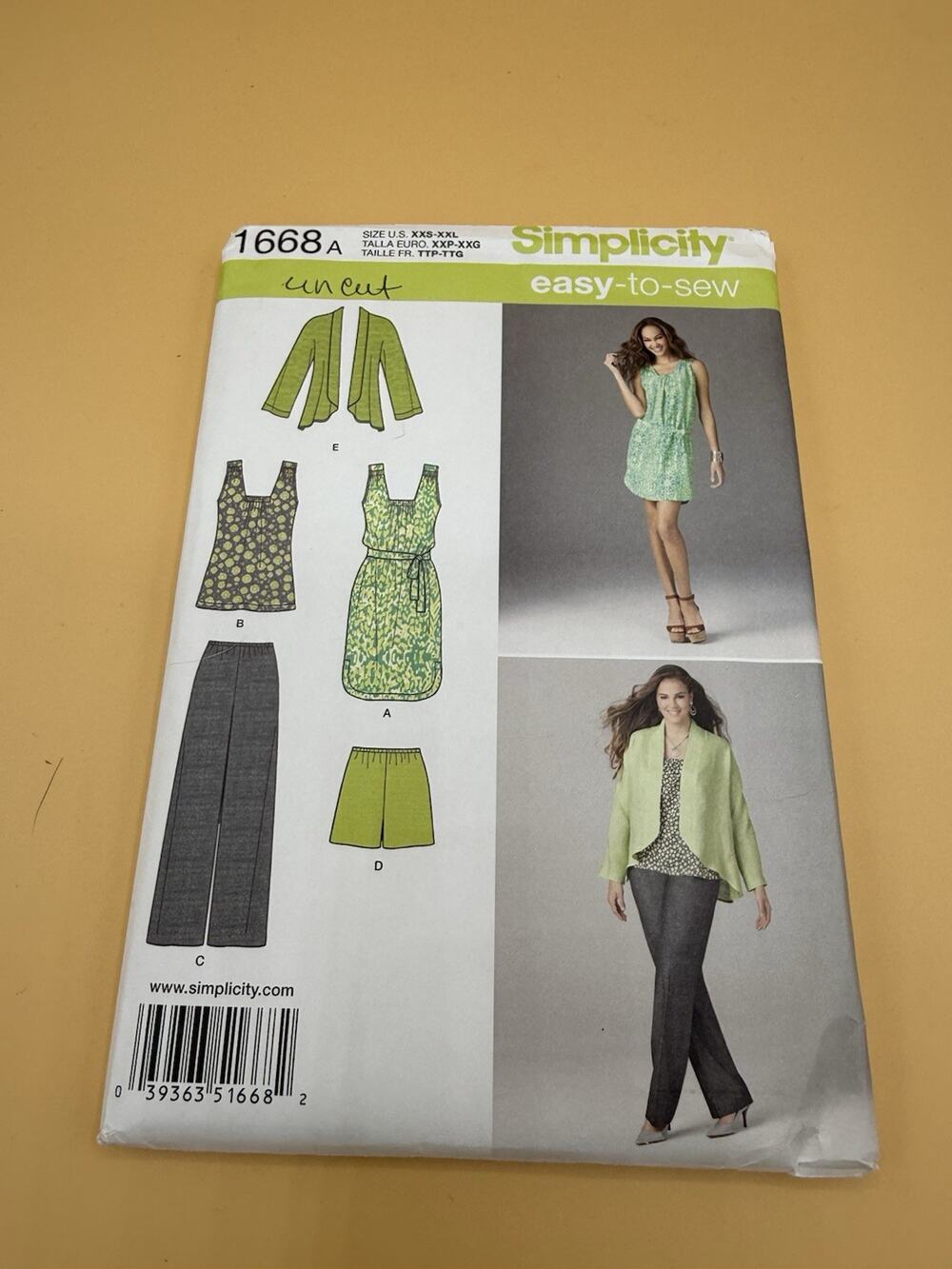 Simplicity 1668 Misses Dress Top Pants Shorts Jacket Pattern XXS-XXL UNCUT